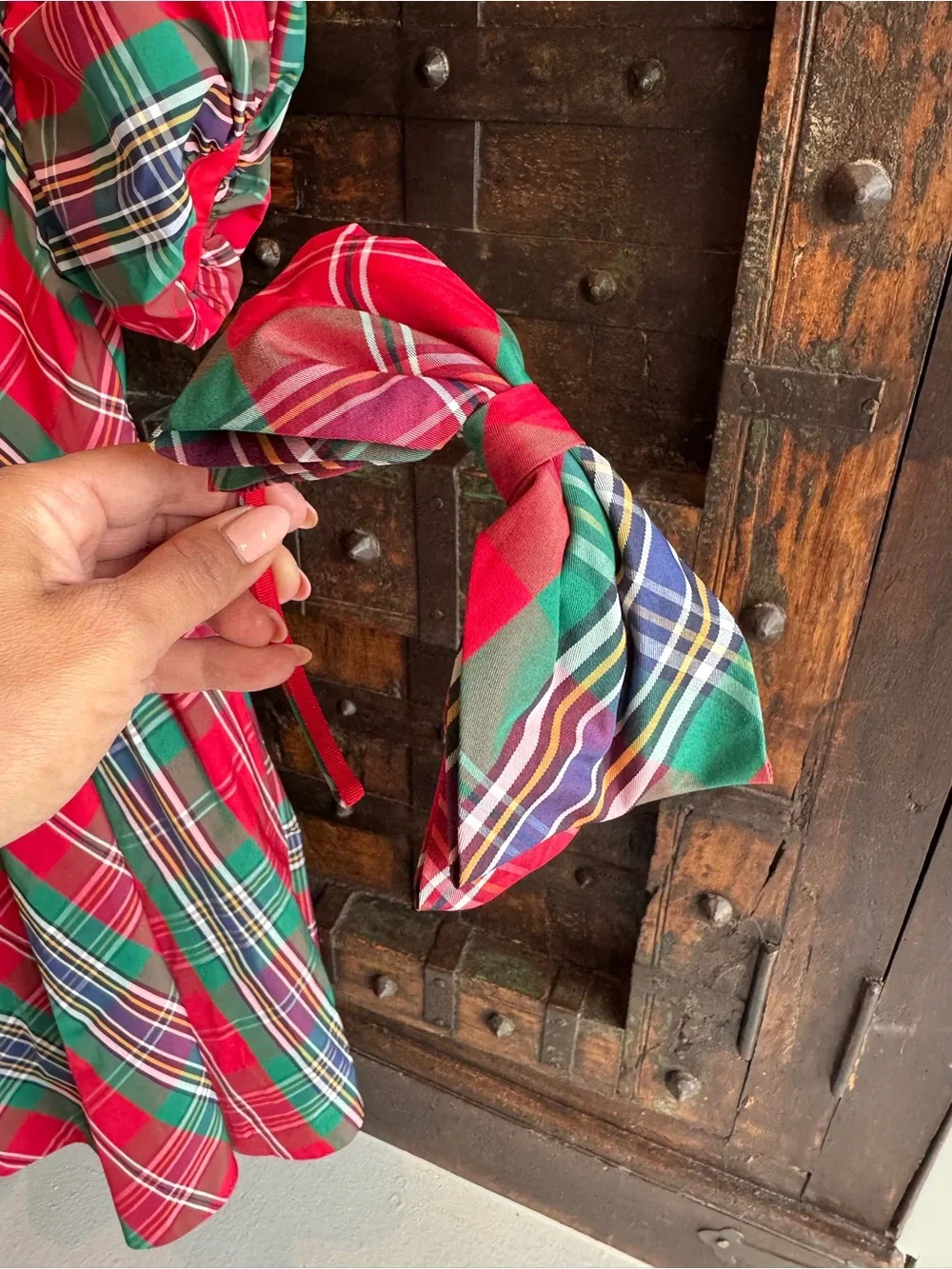 Janie and Jack Red Plaid Holiday Puff-Sleeve Kids Dress